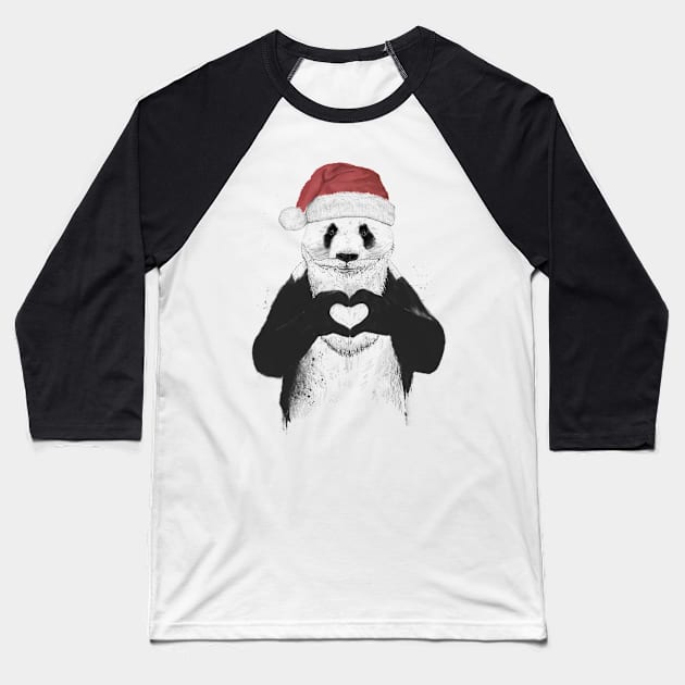 Santa Panda Baseball T-Shirt by soltib